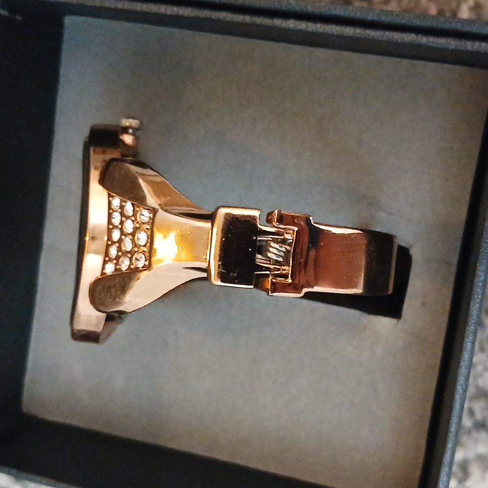 EUC Voux Rose Gold Watch with Crystal Accents. Clasp Closure. With Original Box. - Picture 2 of 5